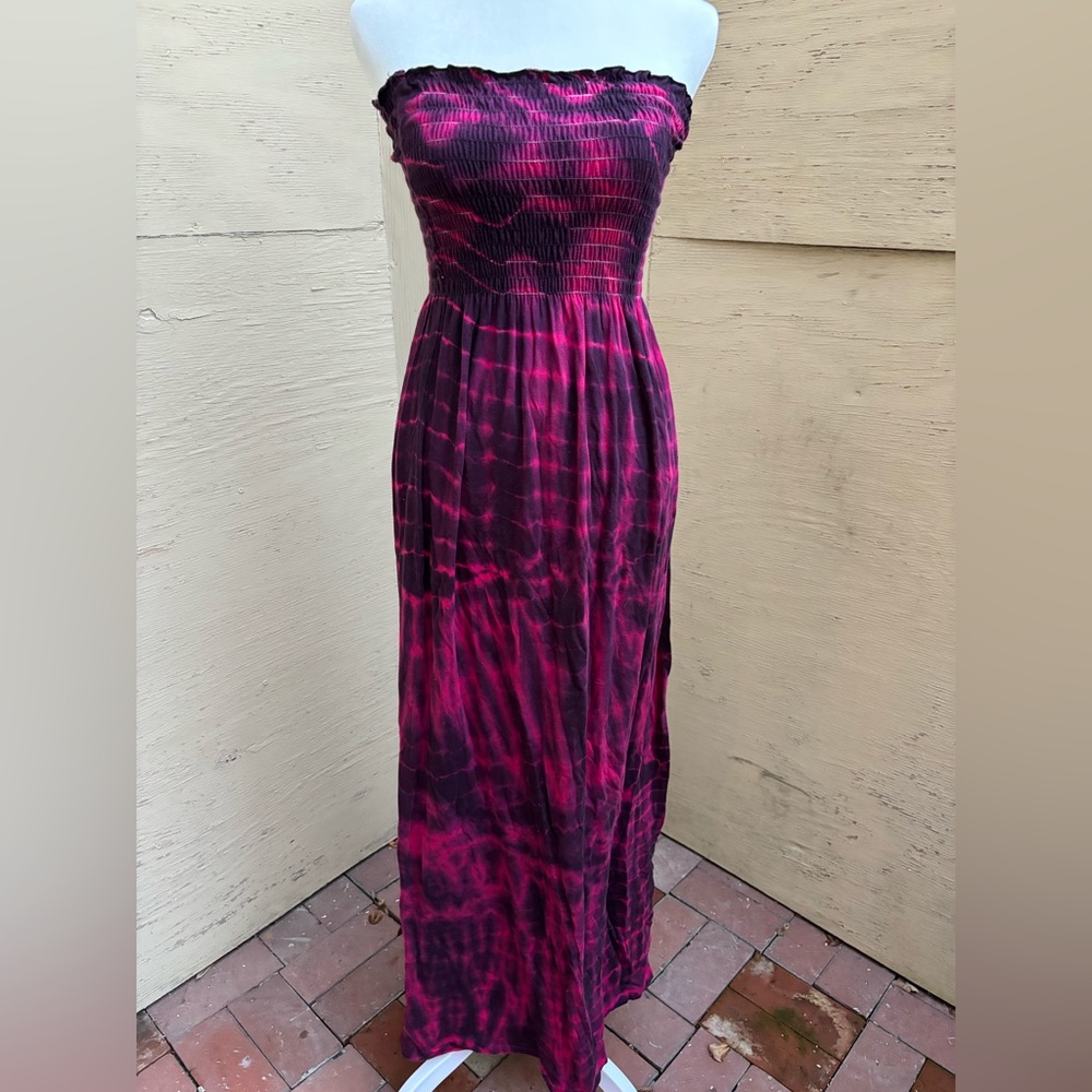 Tie dye strapless dress